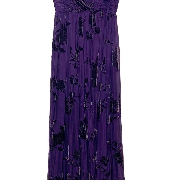JS COLLECTIONS PETITES Velvet Embellished Maxi Dress Silk Blend Purple Size 4P - Picture 4 of 13